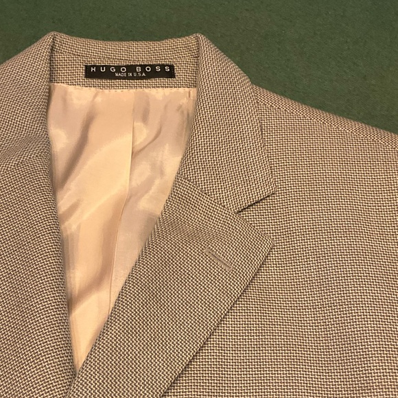 Hugo Boss Mens White Beige Textured Blazer Vintage 80s Made in Italy 48L - Picture 2 of 11